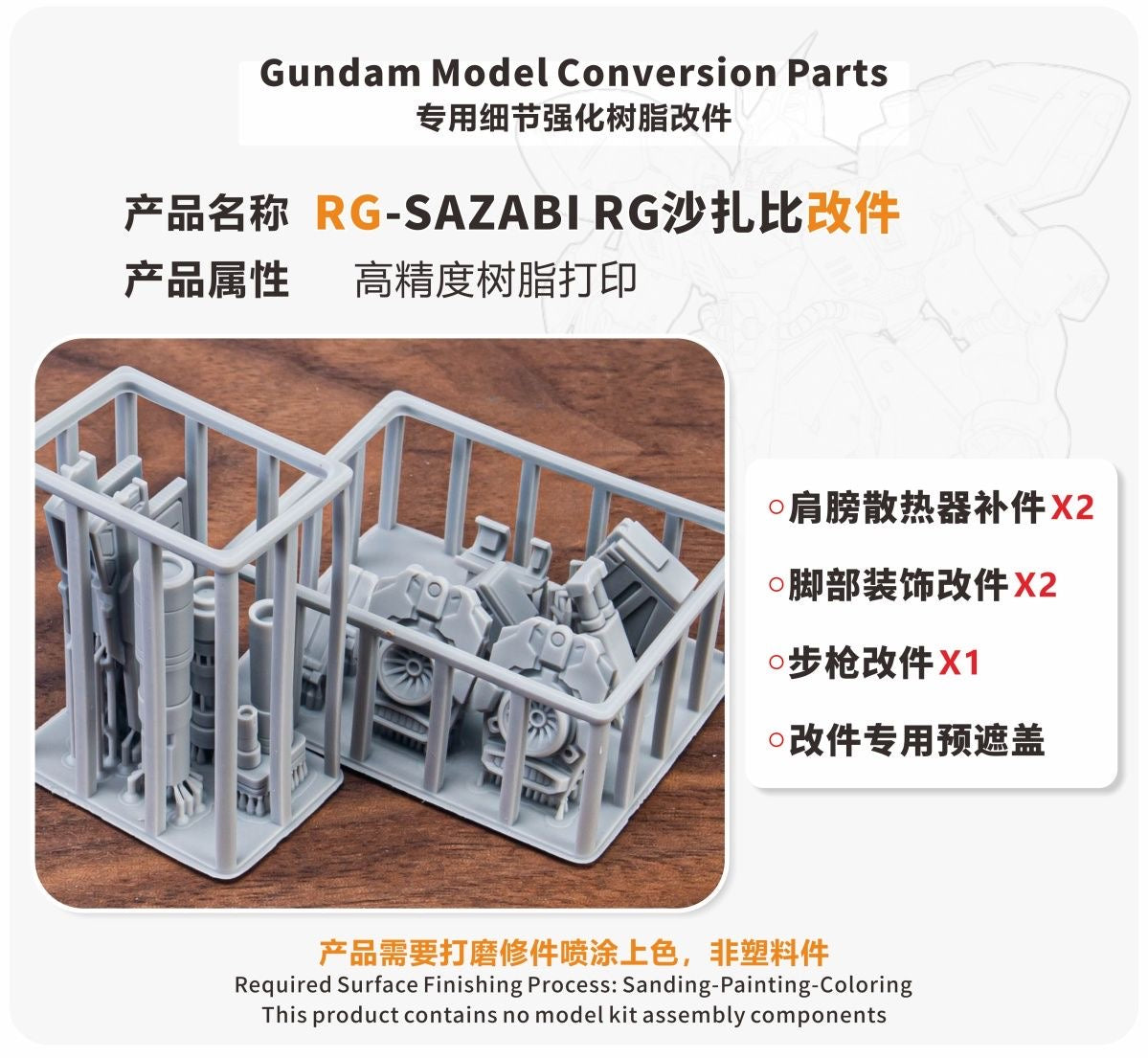 (TAS Studio) Conversion GK Parts for RG 1/144 Sazabi [Un-Painted/Un-Colored]