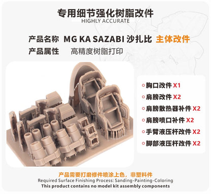 (TAS Studio) Main Body Conversion GK Parts for MG Sazabi Ver. Ka [Un-Painted/Un-Colored]