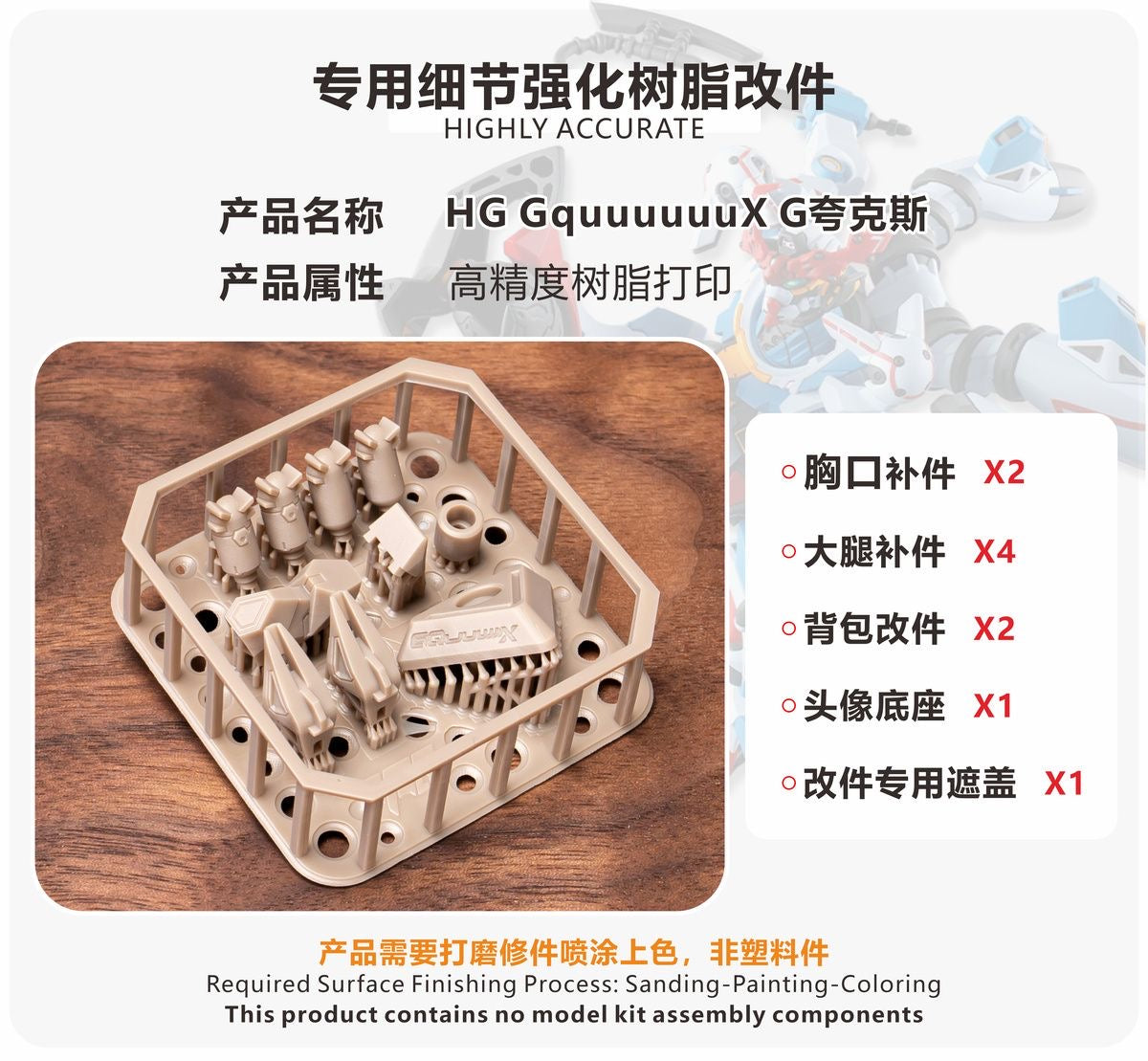 (TAS Studio) Conversion GK Parts for HG 1/144 GQuuuuuuX [Un-Painted/Un-Colored]