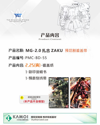 (TAS Studio) Pre-cut Masking Types for MG MS-06J Zaku II (Ver. 2.0)