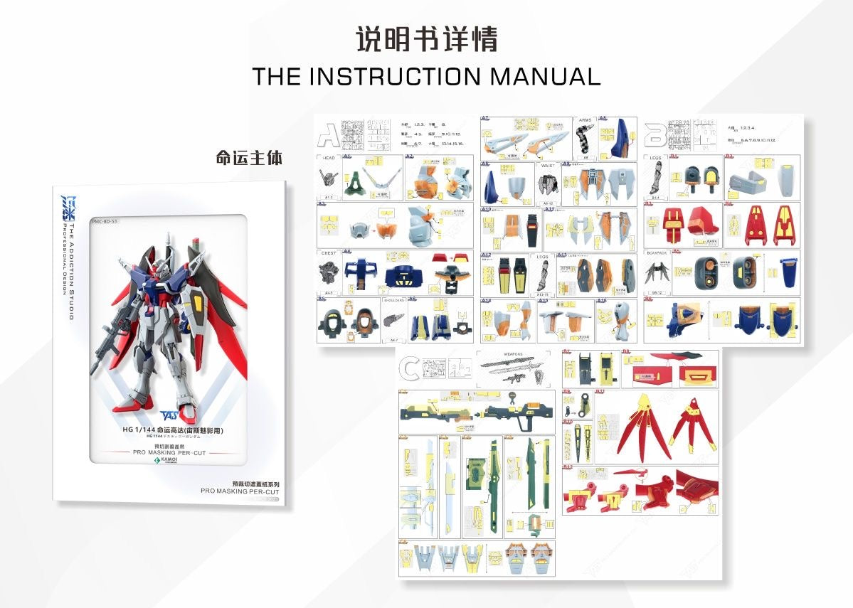 (TAS Studio) Pre-cut Masking Types for HG Destiny Gundam Spec II & Zeus Sillouette