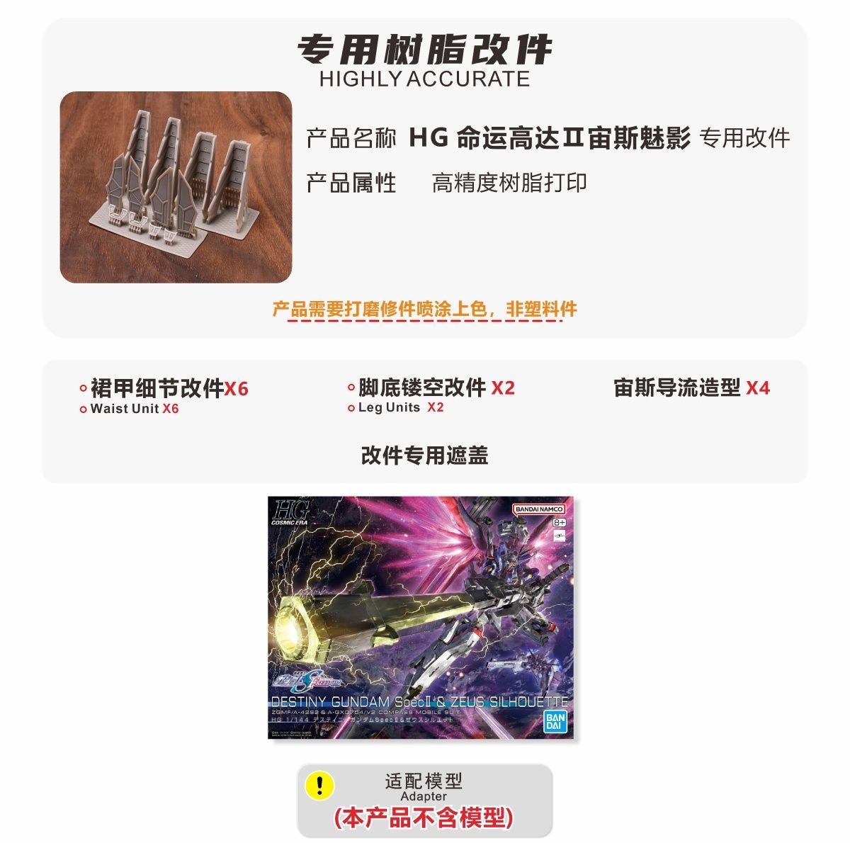 (TAS Studio) Conversion GK Parts for HG Destiny Gundam Spec II & Zeus Sillouette [Un-Painted/Un-Colored]