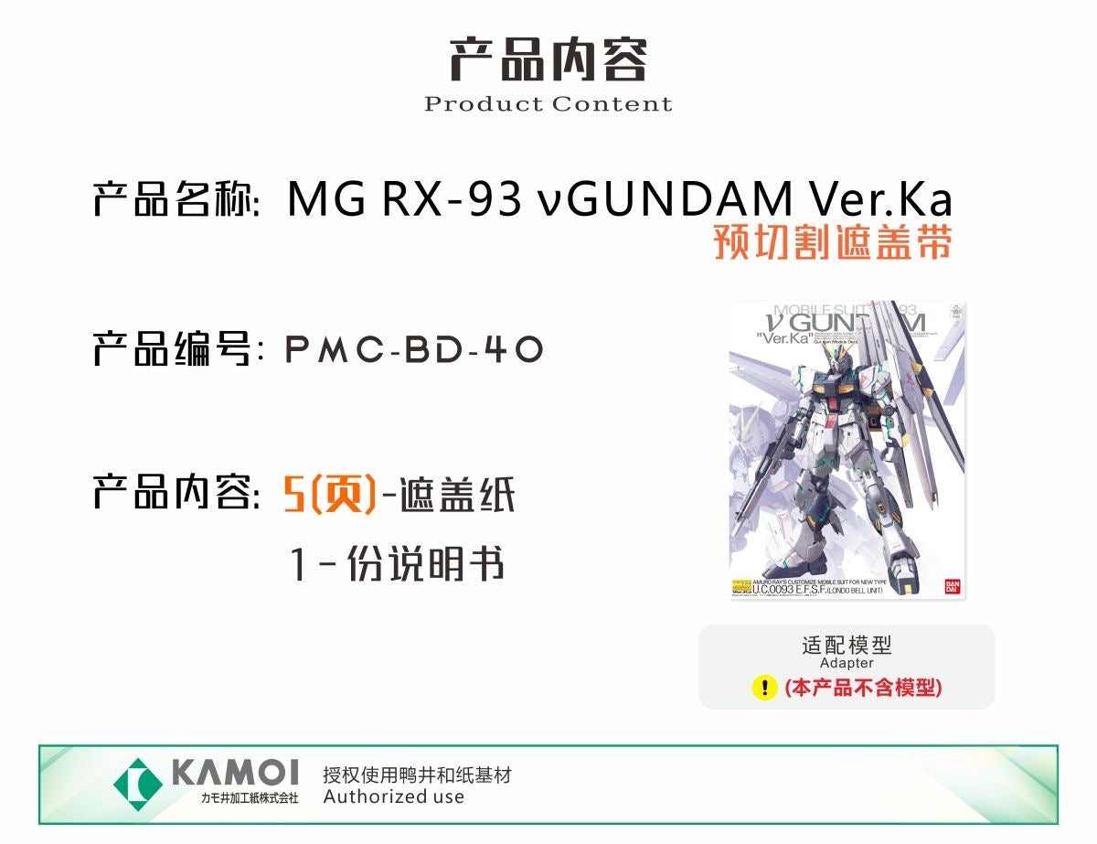 (TAS Studio) Pre-cut Masking Types for MG RX-93 ν Gundam (Ver. Ka)