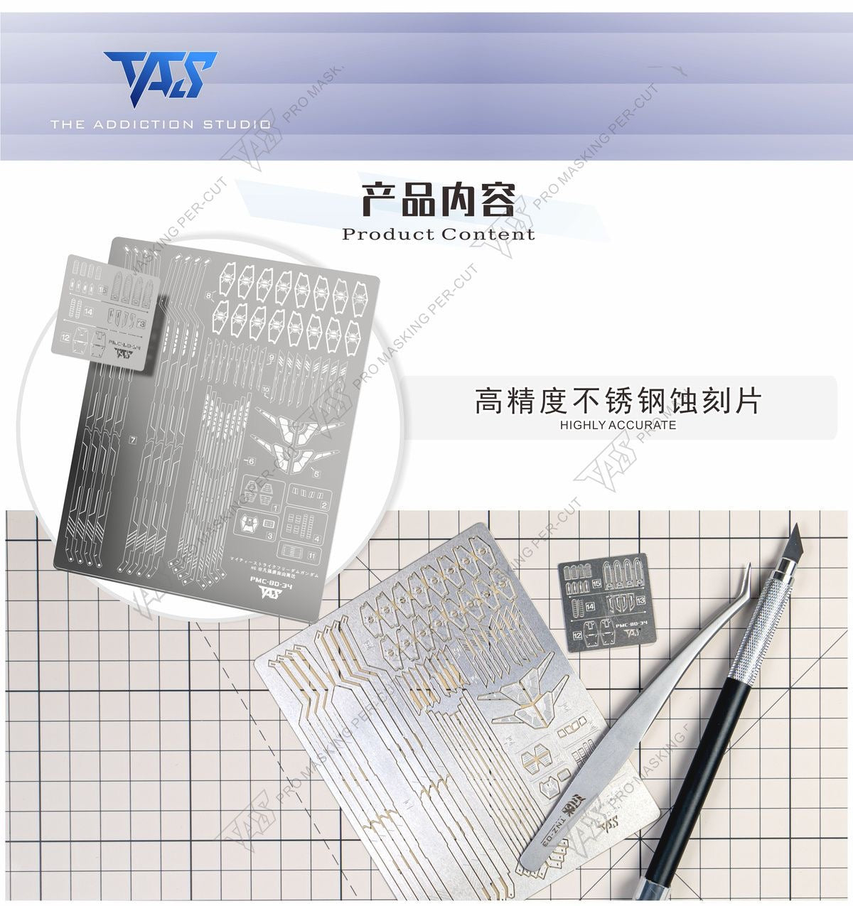 (TAS Studio) Metal Etching Parts for HG Mighty Strike Freedom Gundam