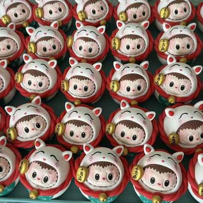 The Maneki-Neko Japanese Fortune Cat Labubu Clay Figure