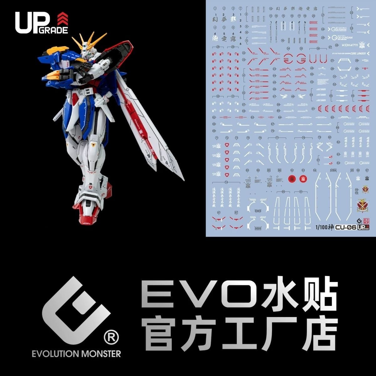 EVO Decals for Fat Cat Studio 1/100 scale RG God Gundam