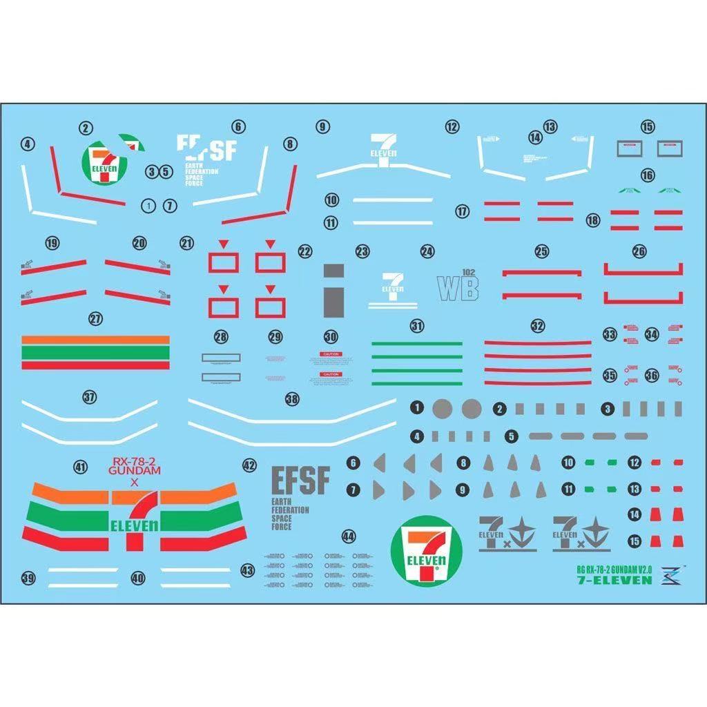 Customized 711 Seven Eleven Water Decal for RG 01 RX-78-2 Gundam 1/144