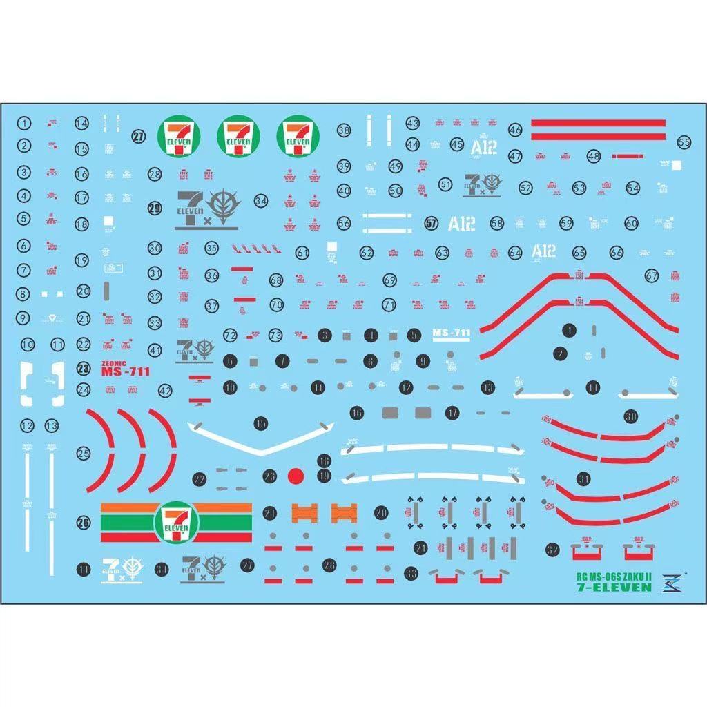 Customized 711 Seven Eleven Water Decal for RG Zaku 1/144