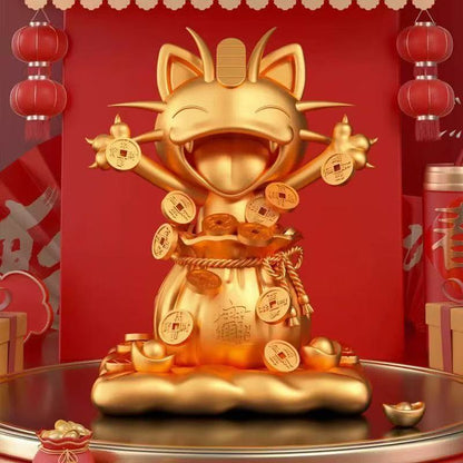 Fortune Meowth Desktop Statue Gold Version (Third Party)