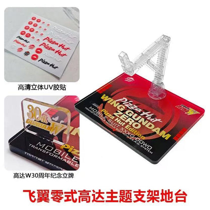 Meibo Acrylic Staging Base for Gundam Universe Figure Wing Gundam Zero Pizza Hut Ver. (Model Kit not Included)