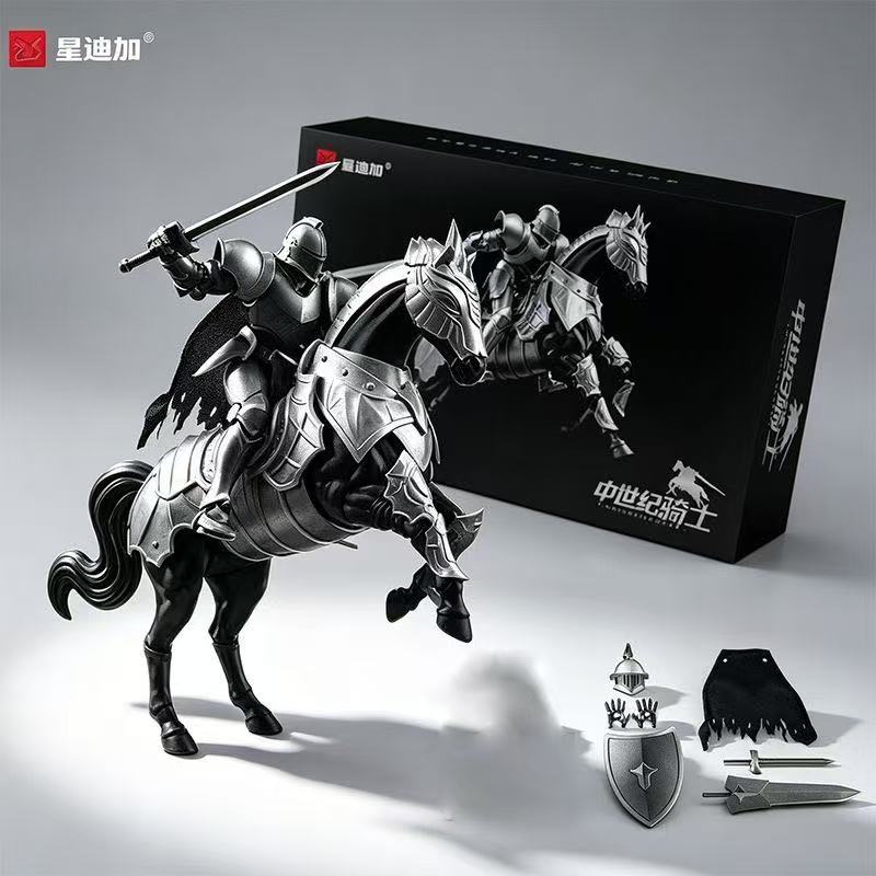 Xingdijia 1/12 scale Knight and Horse model kit (Silver)