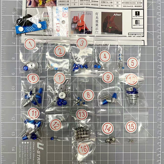 Metal Thrusters Replacement Parts Set For MG Sazabi Ver. Ka 2.0 with LED (Blue Ver.)