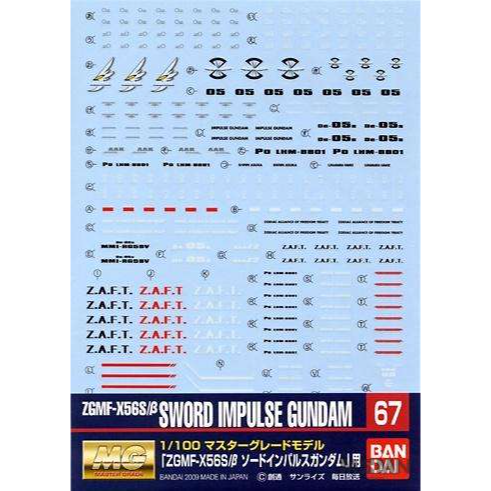 Water Decal For MG Sword Impulse Gundam