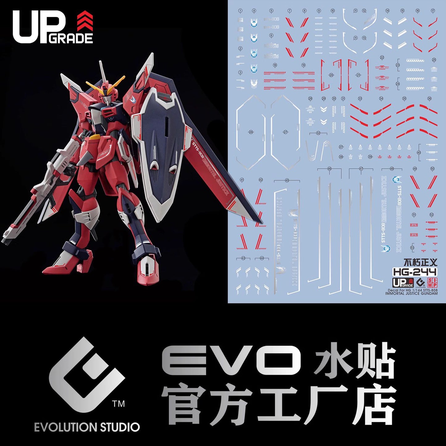 Evo Waterslide Decal – HG Immortal Justice Gundam Fluorescent Decal