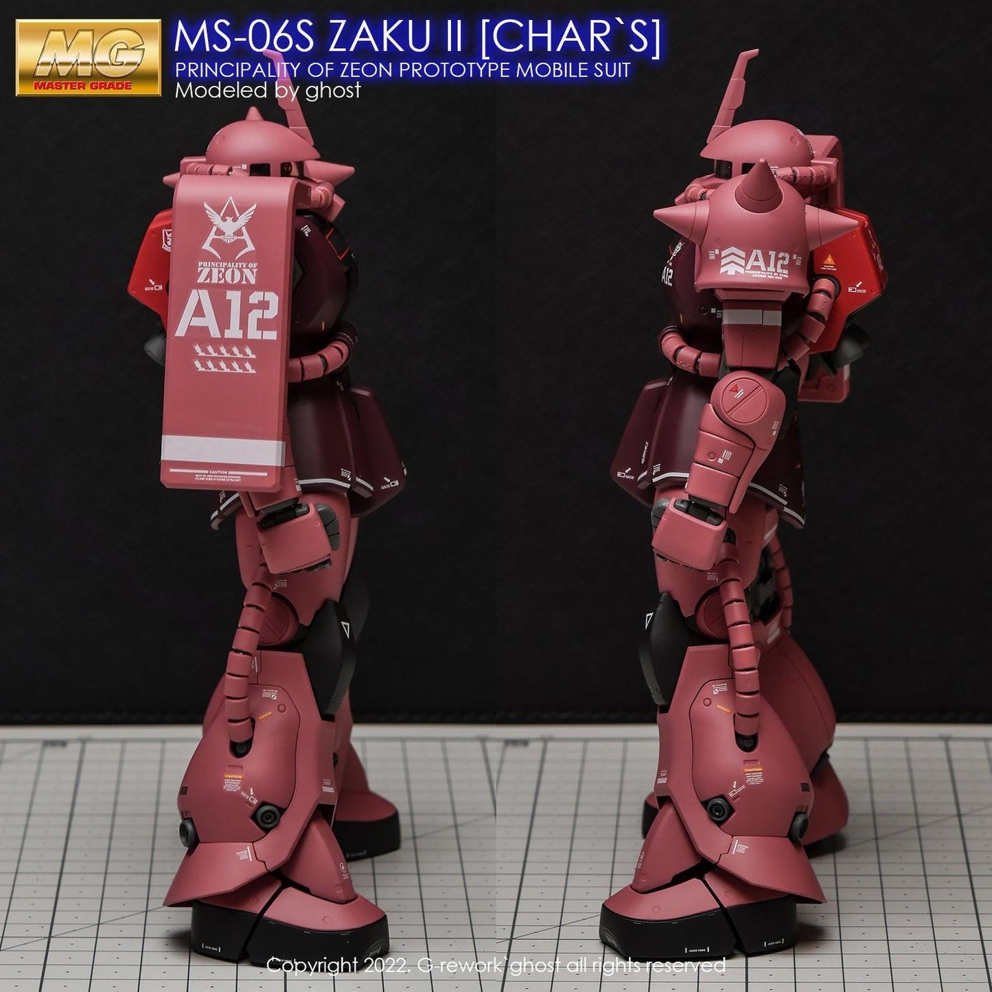 DL Model [MG] ZAKU2 2.0 CHAR WATER DECAL (Ghost G-Rework Style)